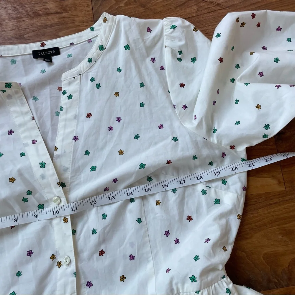 Talbots Cotton Poplin Midi Button Down Shirt Dress in Blissful Floral size 12 - Picture 10 of 14